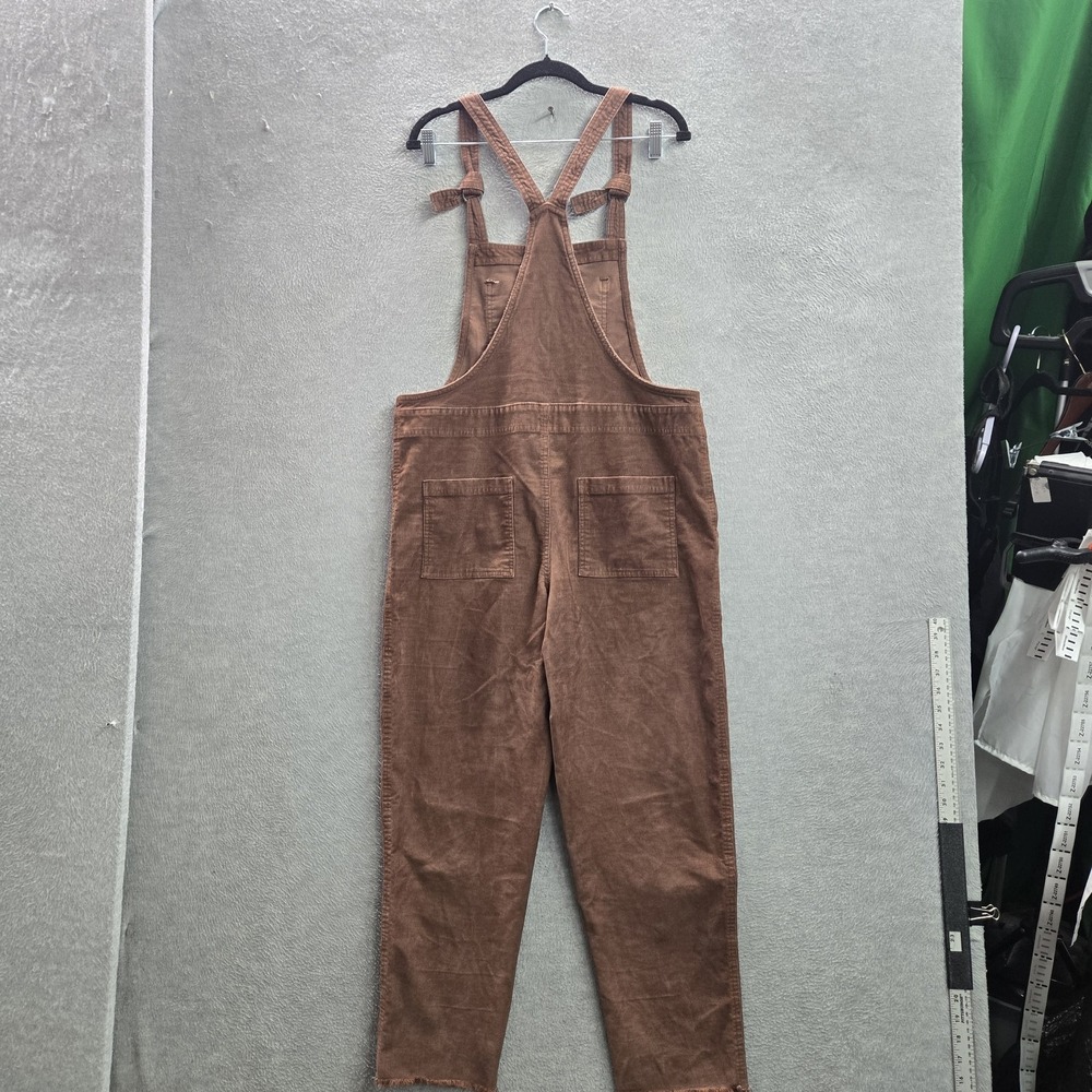 Aerie Women Pants M Brown Barrel Overalls Corduroy Utility Button 26" Inseam - Picture 10 of 11